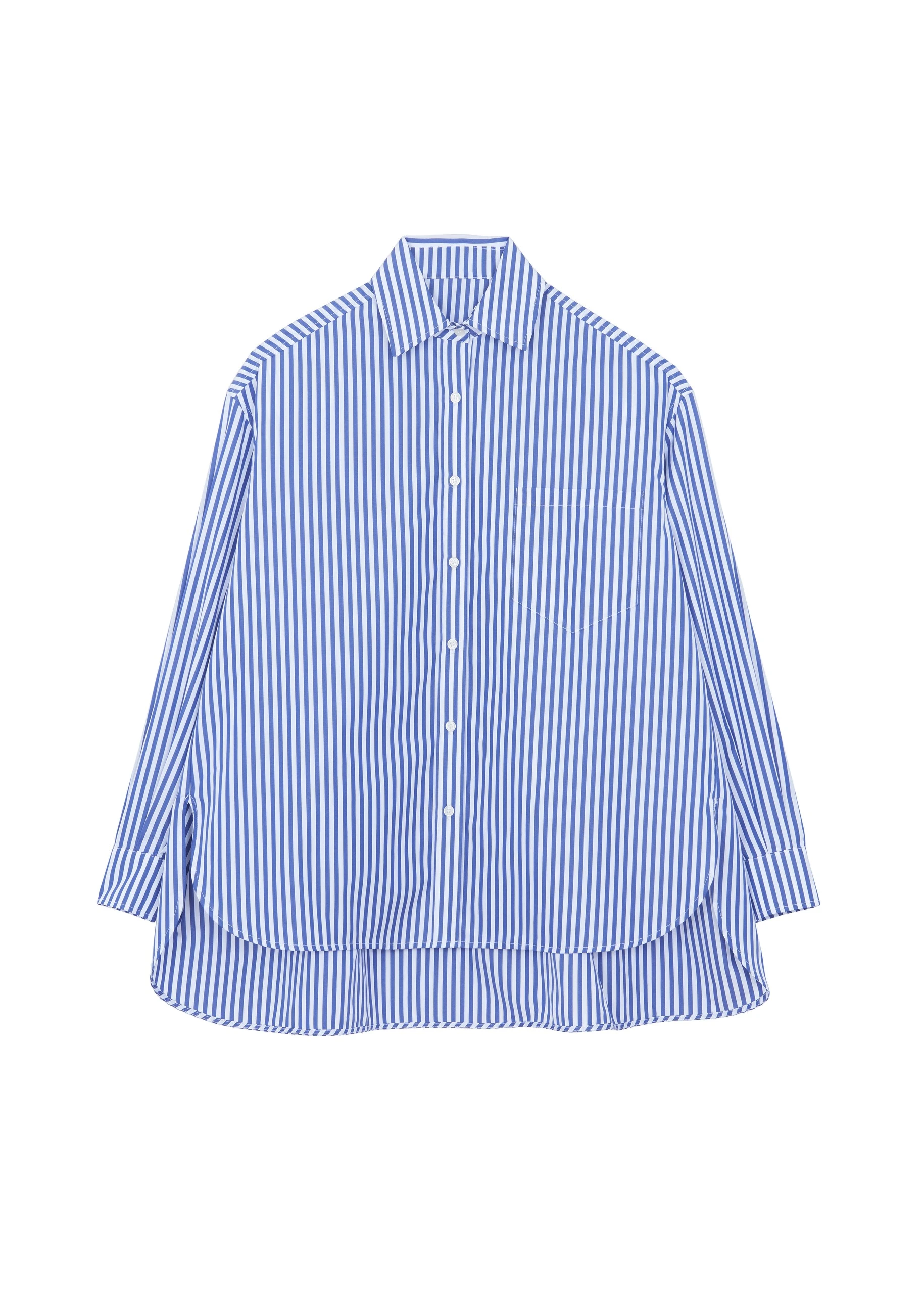 Georgia Boxy Shirt in White and Blue Stripe by The Frankie Shop – Tops The Frankie Shop Georgia Boxy Shirt