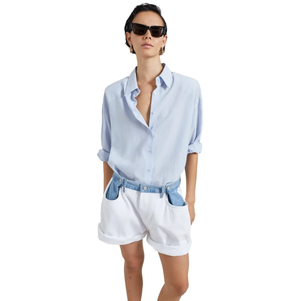 The Frankie Shop Hayla Contrast Denim Shorts