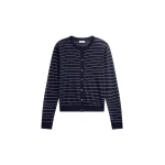 Hossegor Fine Knit Cardigan in Navy and White Stripe by The Frankie Shop – Knitwear The Frankie Shop Hossegor Fine Knit Cardigan