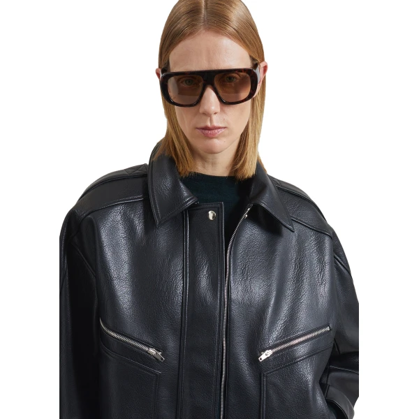 The Frankie Shop Hudson Faux Leather Bomber Jacket