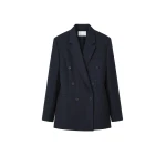 Jade Double-Breasted Blazer in Black and White Pinstripe by The Frankie Shop – Jackets The Frankie Shop Jade Double-Breasted Blazer