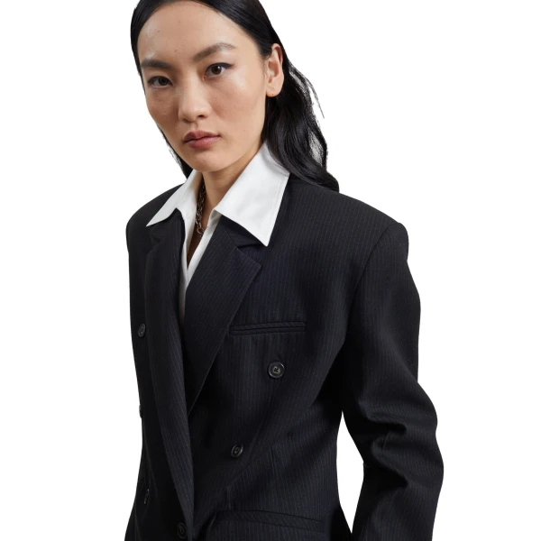black/white pinstripe jackets