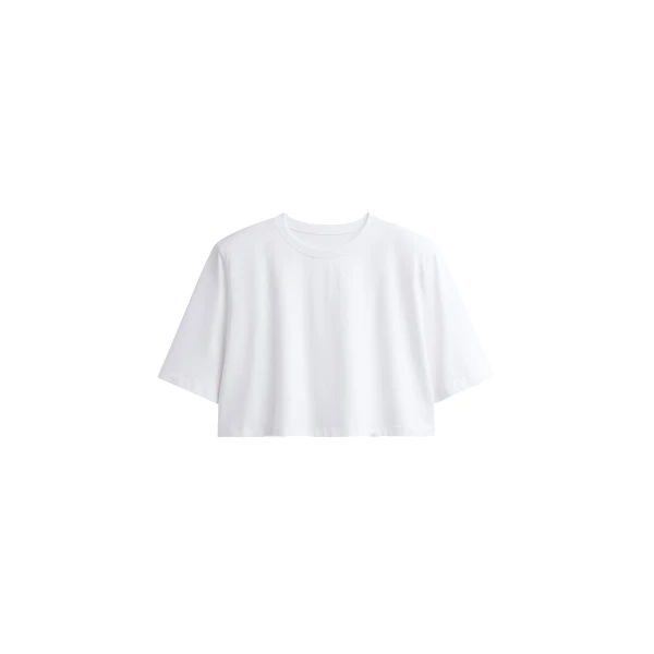 Kelan Padded Cropped Tee in White