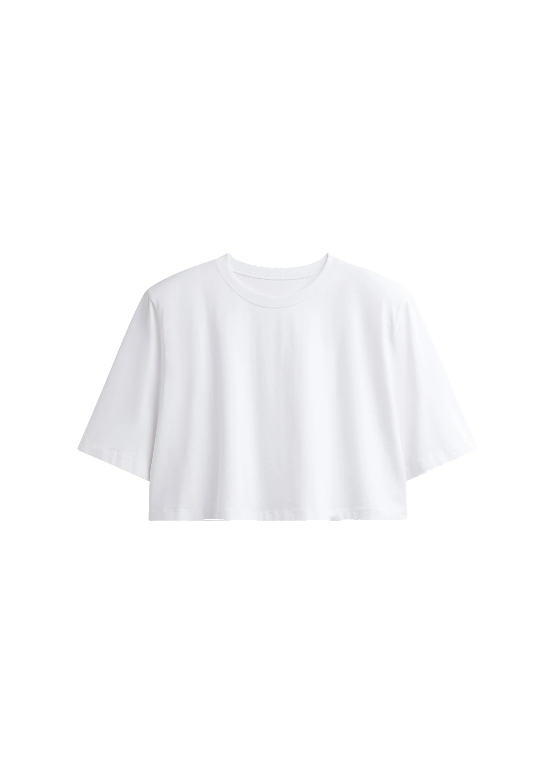 Kelan Padded Cropped Tee in White by The Frankie Shop – Tops The Frankie Shop Kelan Padded Cropped Tee