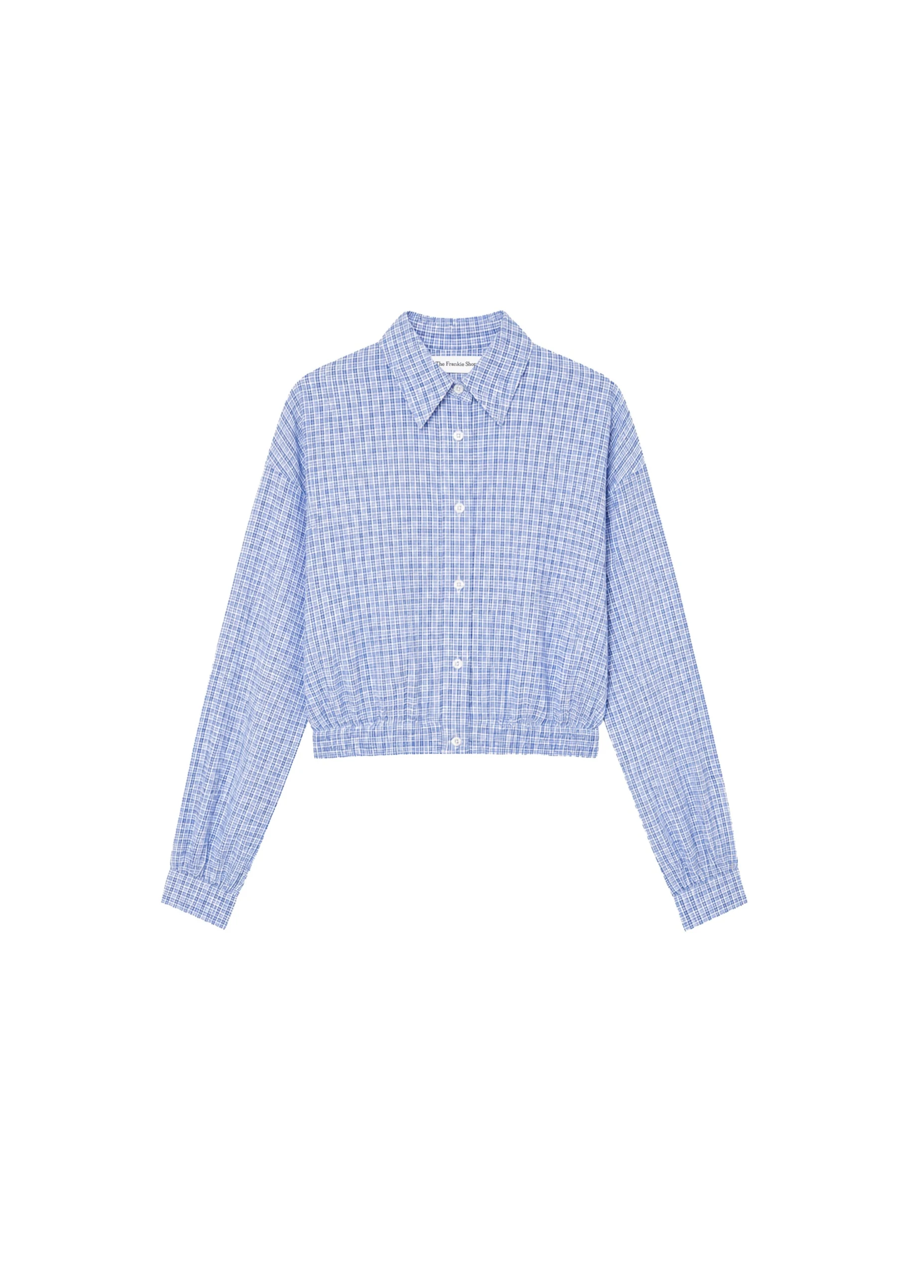 Lison Cropped Shirt in Blue Plaid by The Frankie Shop – Tops The Frankie Shop Lison Cropped Shirt