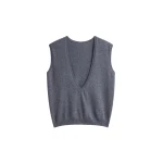 The Frankie Shop Lizan Deep V Neck Knit Vest