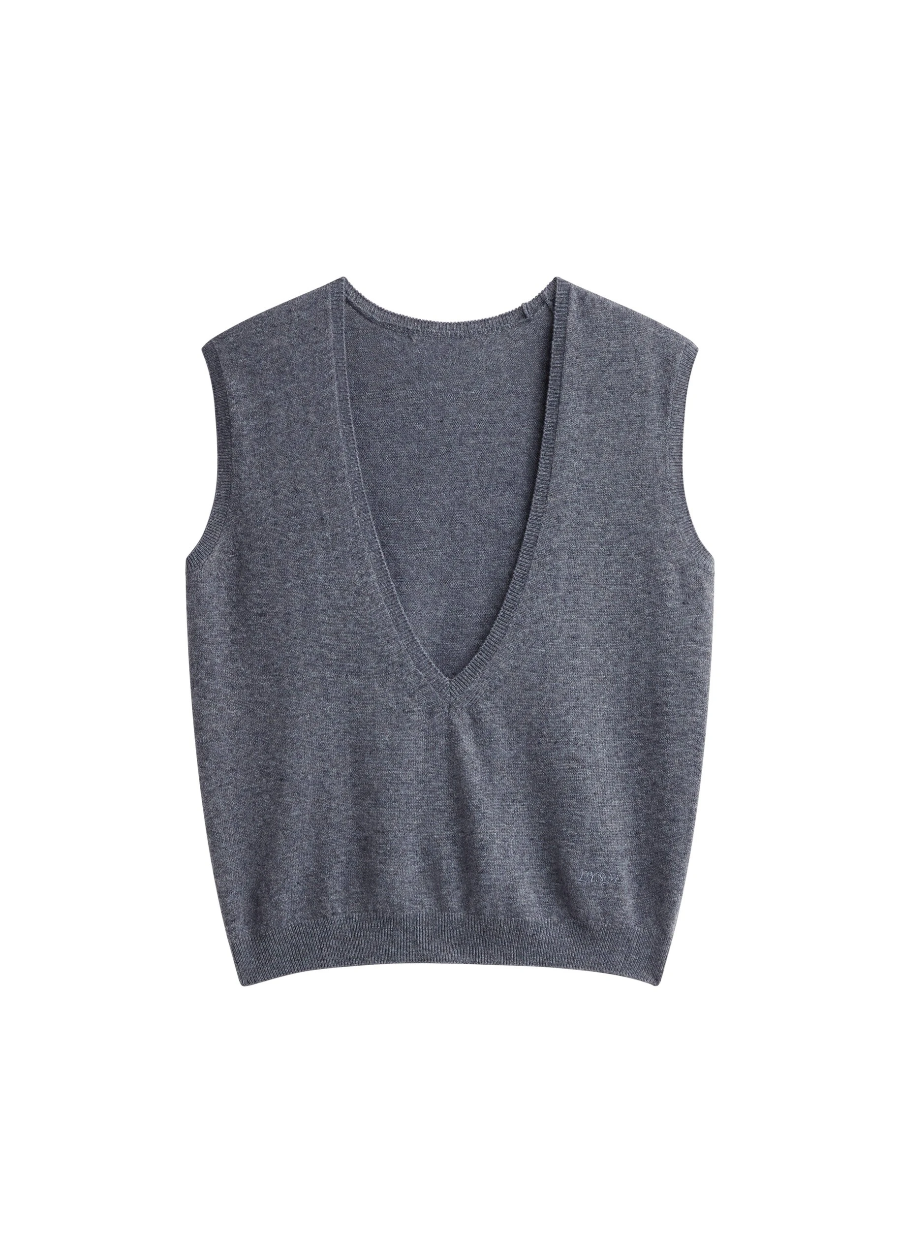 Lizan Deep V Neck Knit Vest in Dark Grey by The Frankie Shop – Jackets The Frankie Shop Lizan Deep V Neck Knit Vest