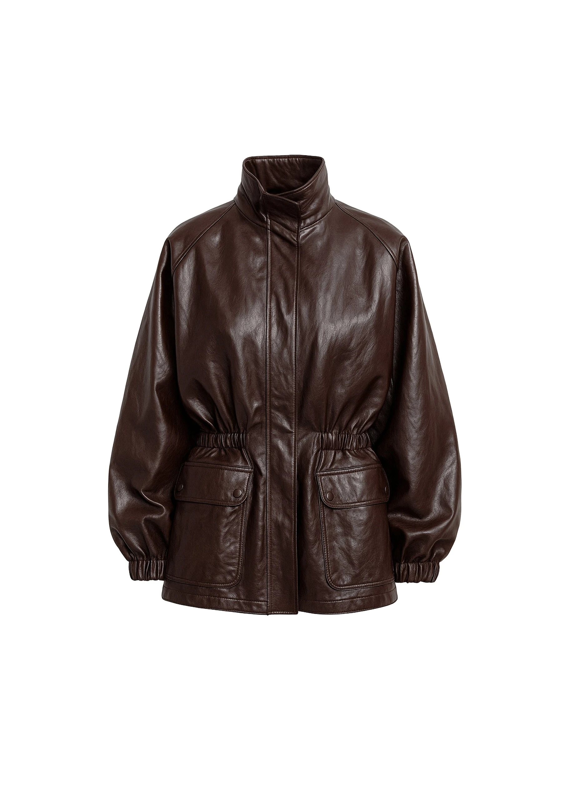 Lommel Faux Leather Jacket in Brown by The Frankie Shop – Jackets The Frankie Shop Lommel Faux Leather Jacket