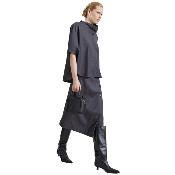 The Frankie Shop Lowell Asymmetric Midi Skirt