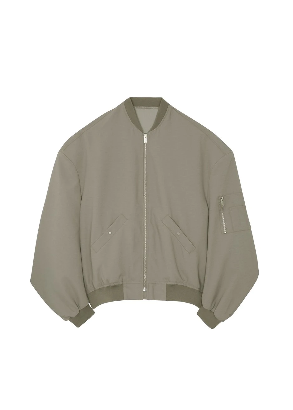 Lumi Bomber Jacket in Dark Olive by The Frankie Shop – Jackets The Frankie Shop Lumi Bomber Jacket