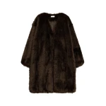 The Frankie Shop Matera Collarless Faux Fur Coat