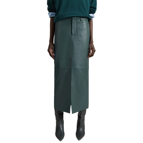The Frankie Shop Maybelle Leather Front Slit Pencil Skirt
