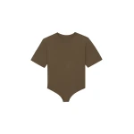 Meida Padded T-Shirt Bodysuit in Khaki by The Frankie Shop – Tops The Frankie Shop Meida Padded T-Shirt Bodysuit