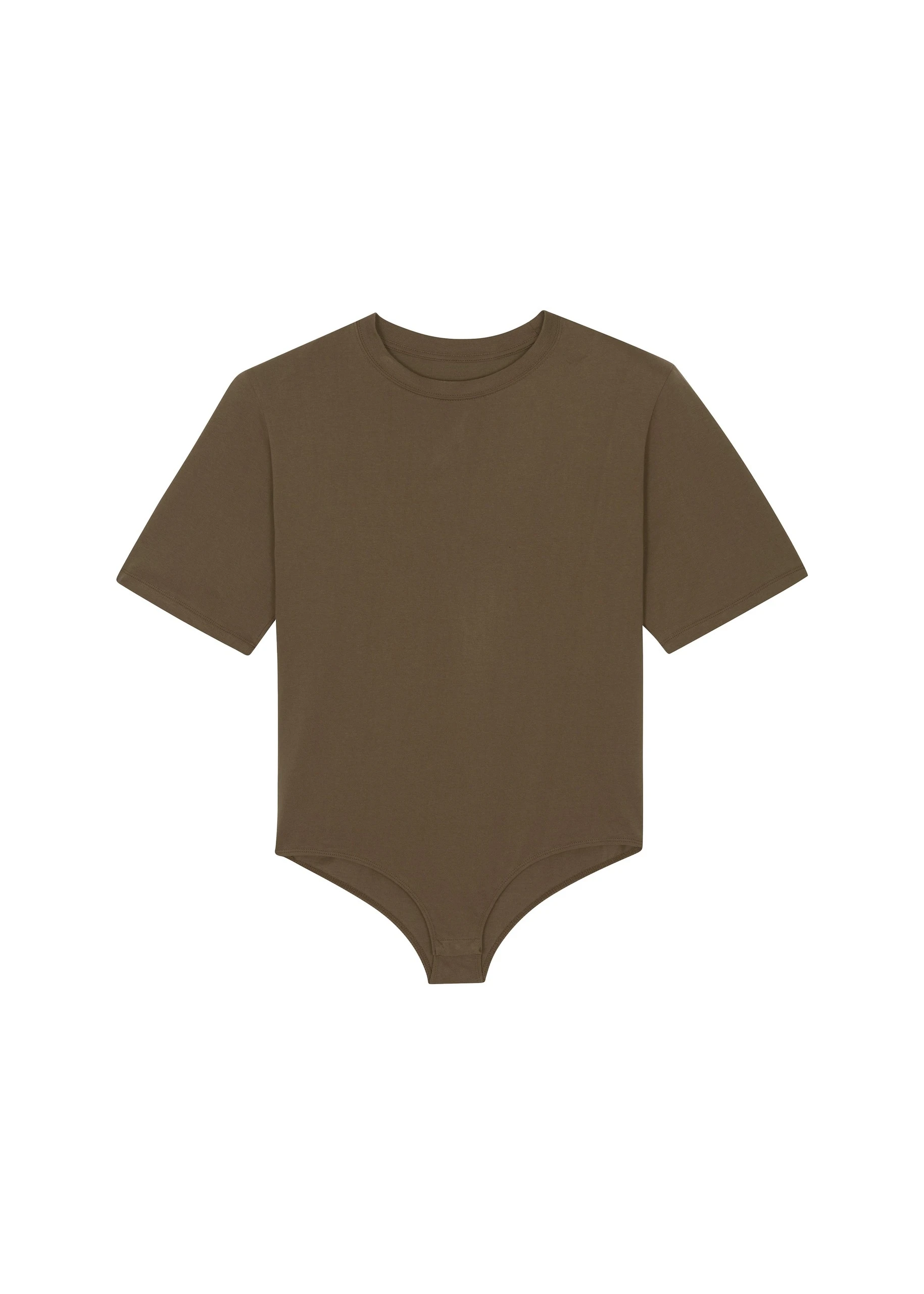 Meida Padded T-Shirt Bodysuit in Khaki by The Frankie Shop – Tops The Frankie Shop Meida Padded T-Shirt Bodysuit
