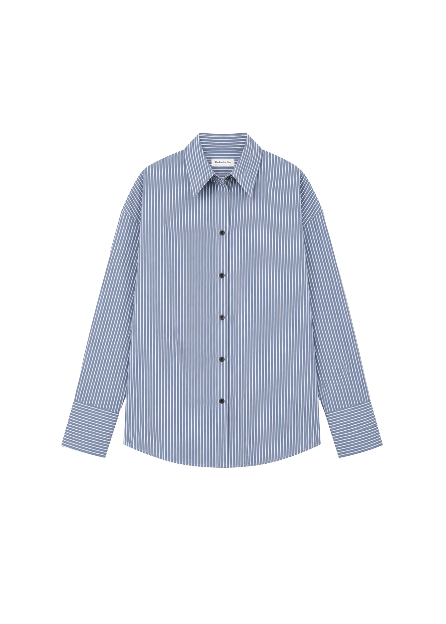 Menton Oversized Shirt in Navy and White Stripe by The Frankie Shop – Tops The Frankie Shop Menton Oversized Shirt