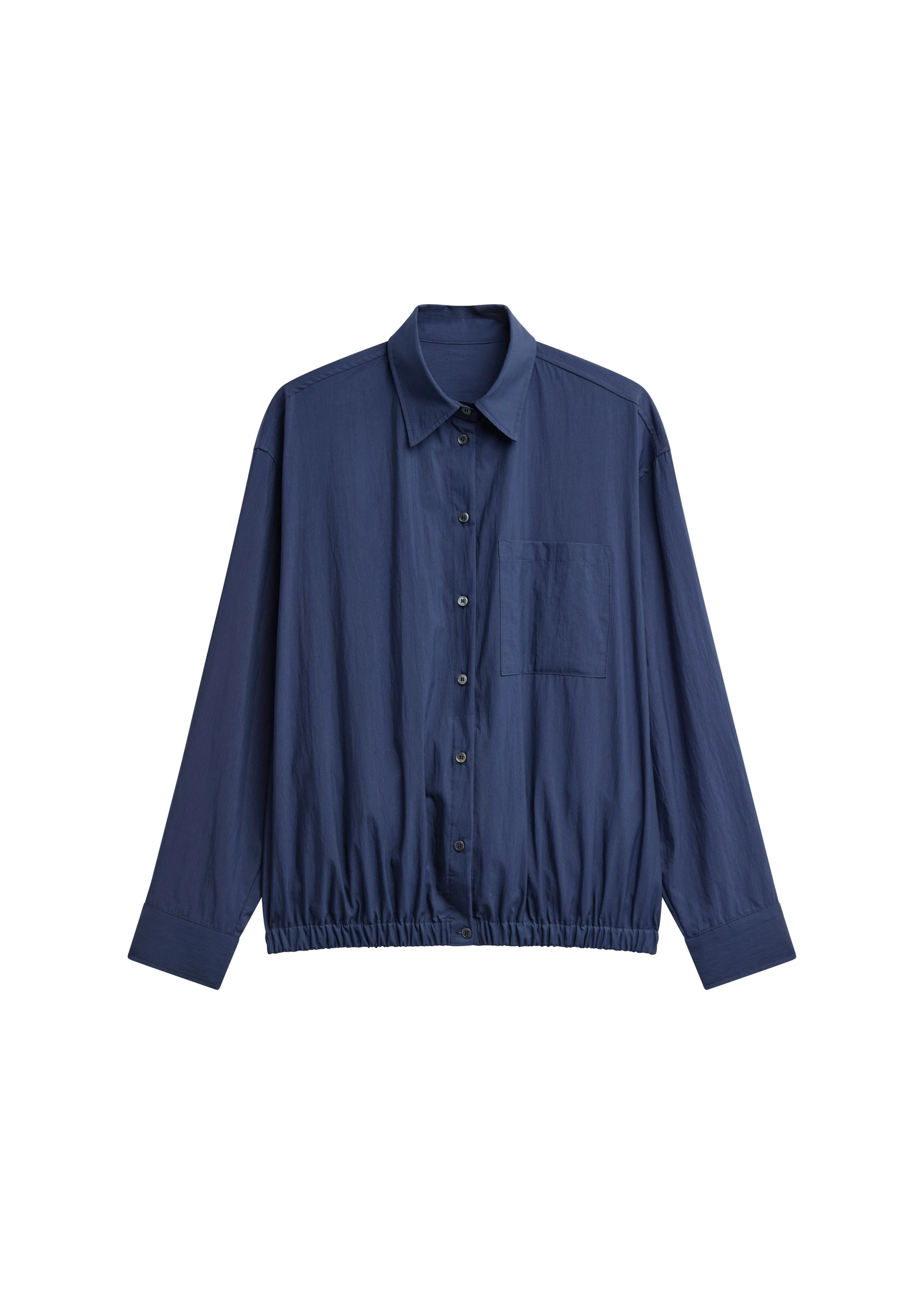 Mery Elastic Hem Shirt in Navy by The Frankie Shop – Tops The Frankie Shop Mery Elastic Hem Shirt