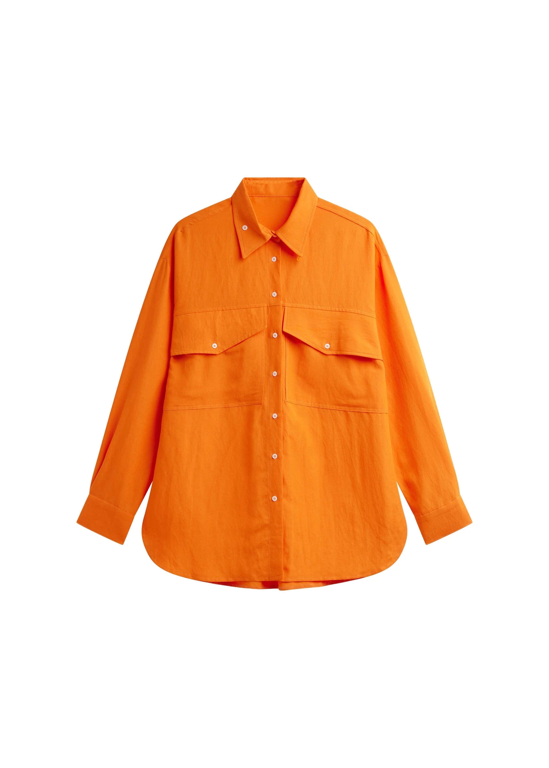 Miery Linen Oversized Shirt in Orange by The Frankie Shop – Tops The Frankie Shop Miery Linen Oversized Shirt