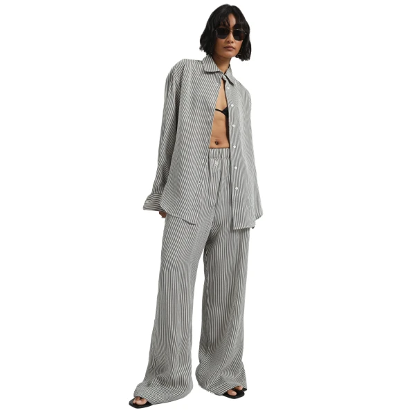 The Frankie Shop Mirca Striped Silk Elastic Pants