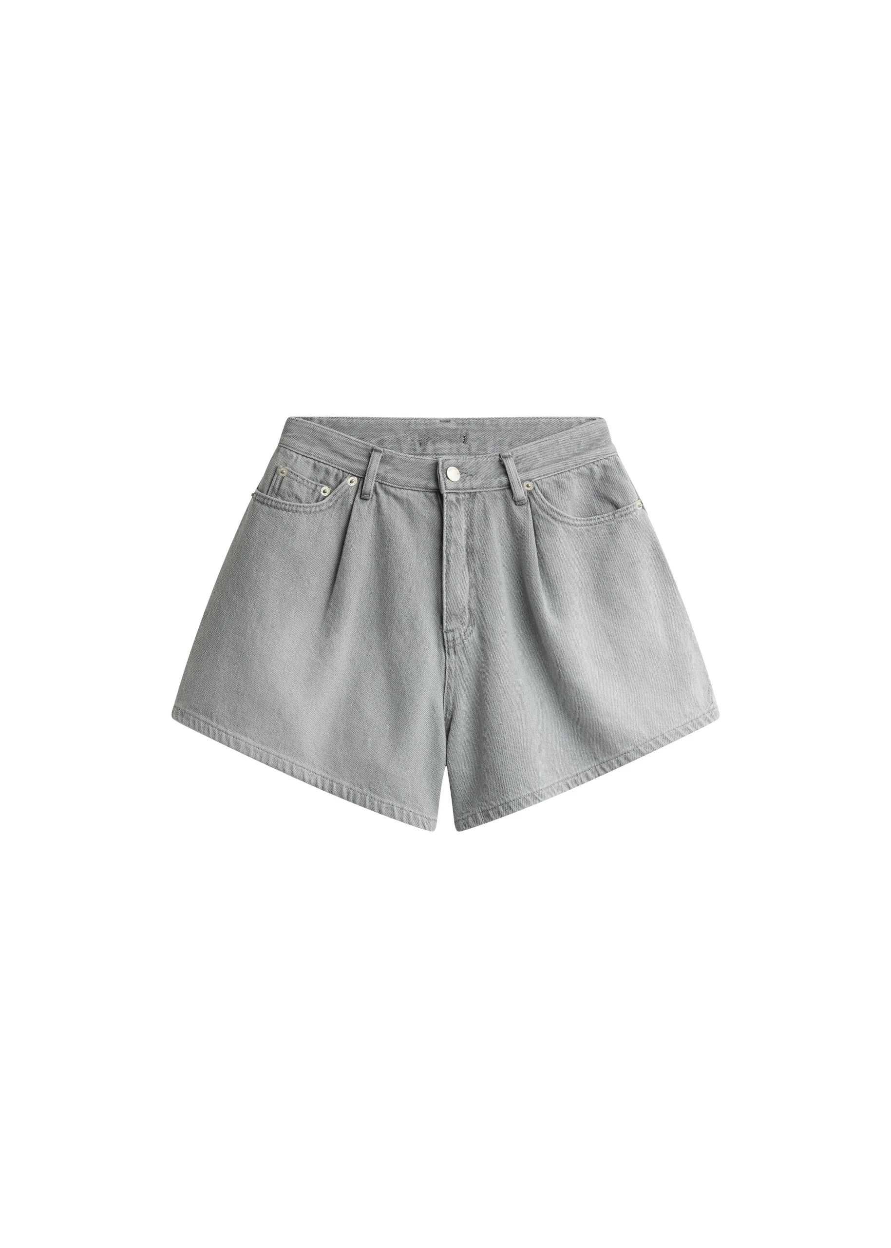 Mojave Pleated Denim Shorts in Grey Wash by The Frankie Shop – Shorts The Frankie Shop Mojave Pleated Denim Shorts