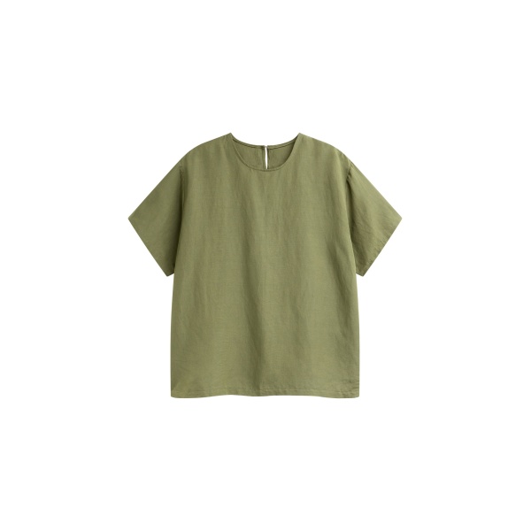 The Frankie Shop Morat Linen Back Button Top