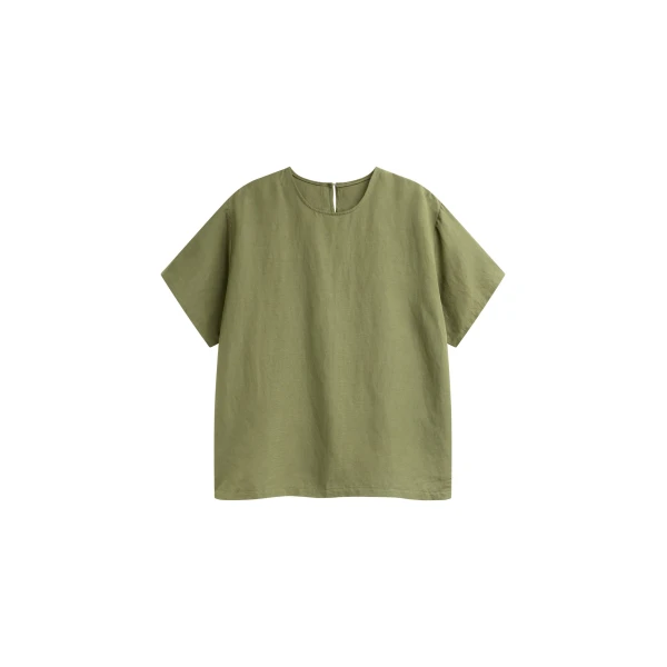 The Frankie Shop Morat Linen Back Button Top