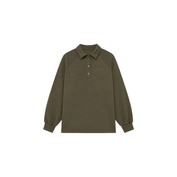 Naen Neoprene Polo Top in Dark Olive