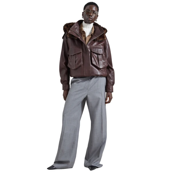 The Frankie Shop Napa Leather Hooded Jacket