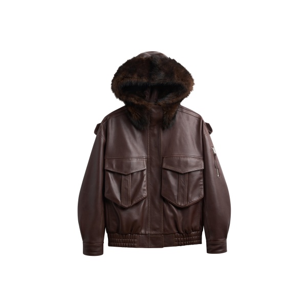 The Frankie Shop Napa Leather Hooded Jacket