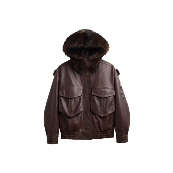 The Frankie Shop Napa Leather Hooded Jacket