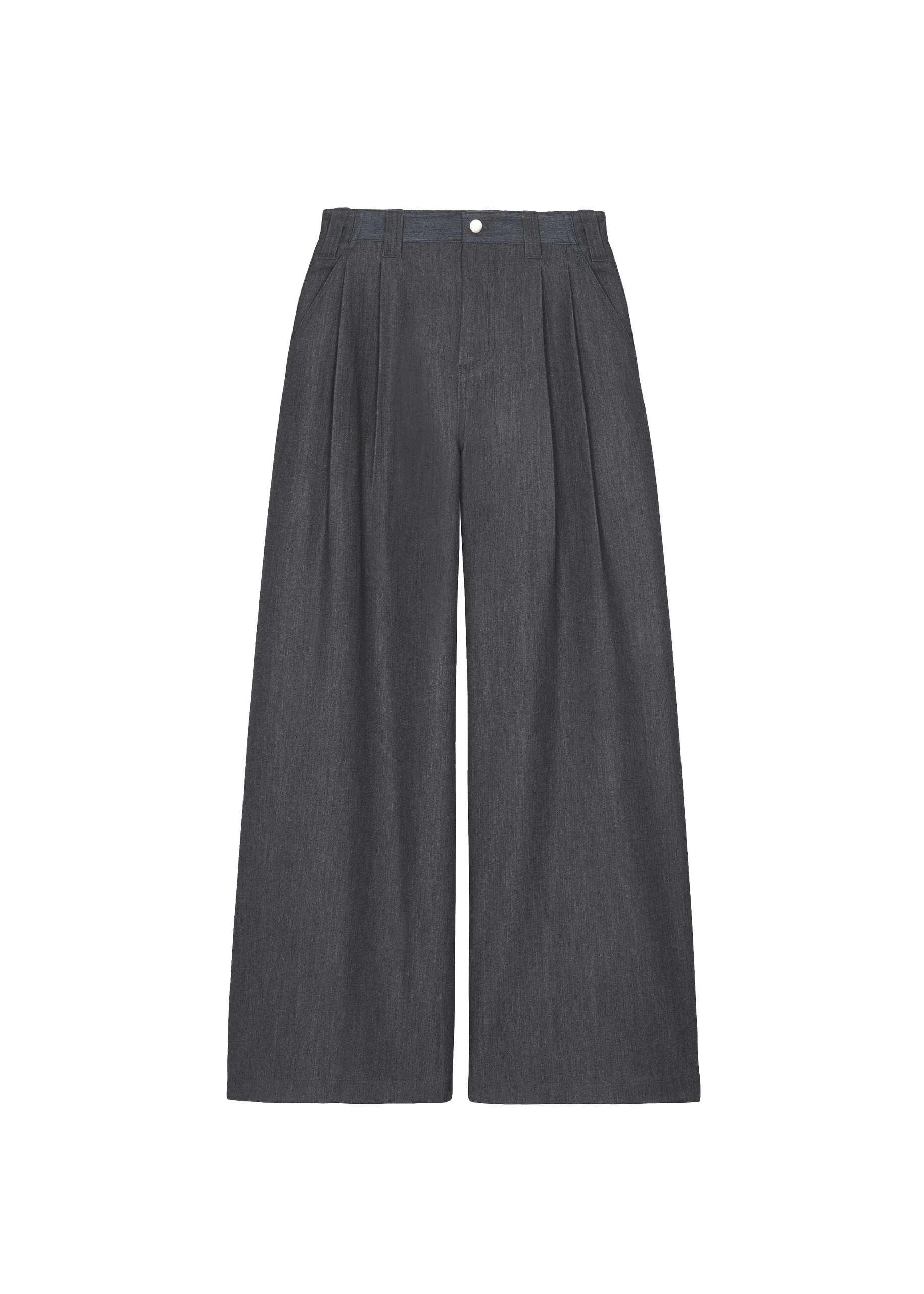 Nellore Pleated Denim Pants in Dark Grey Melange by The Frankie Shop – Pants The Frankie Shop Nellore Pleated Denim Pants