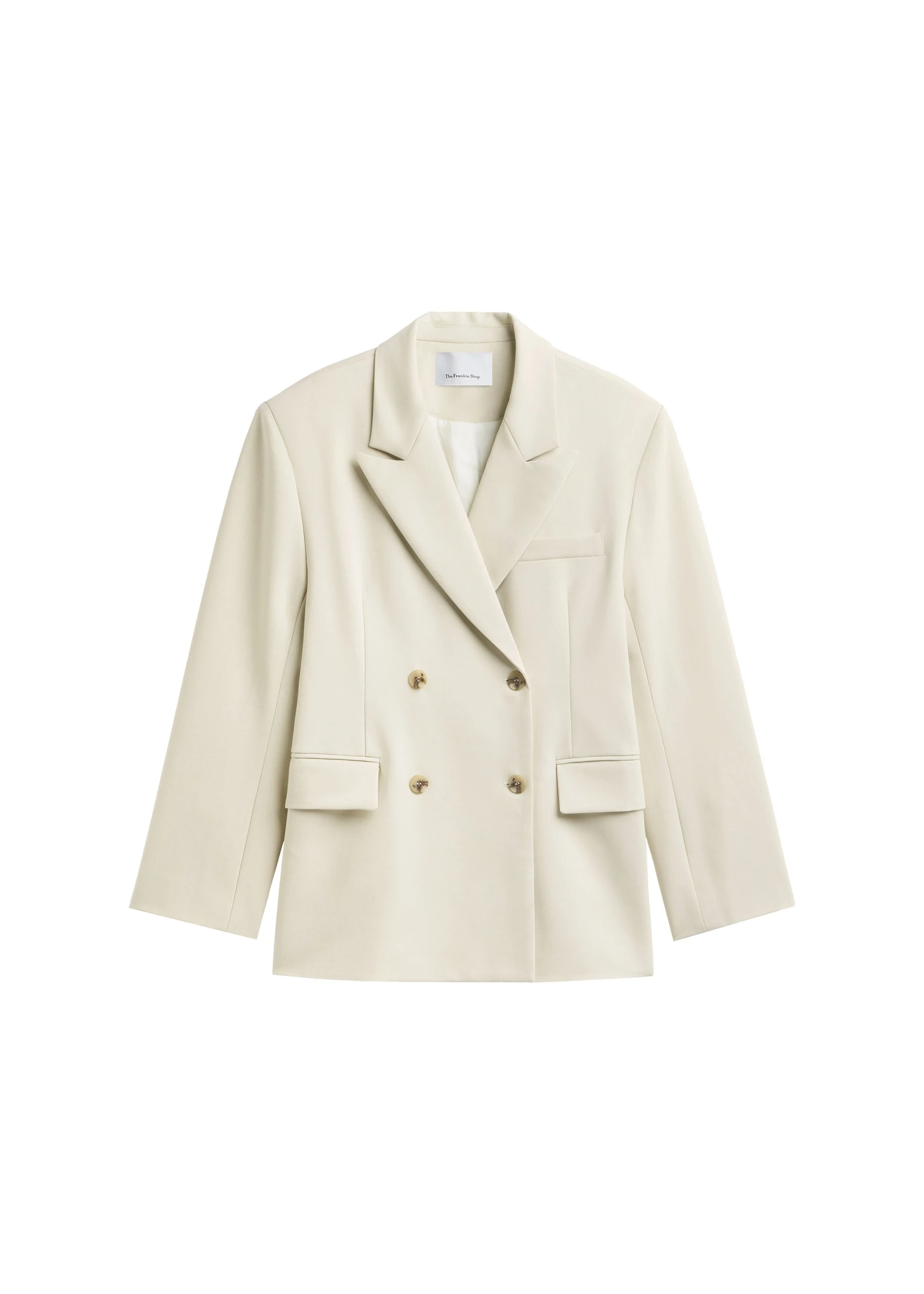 Neria Double Breasted Blazer in Light Beige by The Frankie Shop – Jackets The Frankie Shop Neria Double Breasted Blazer