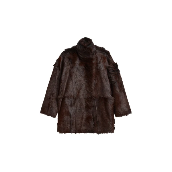 The Frankie Shop Nerola Funnel Neck Fur Coat