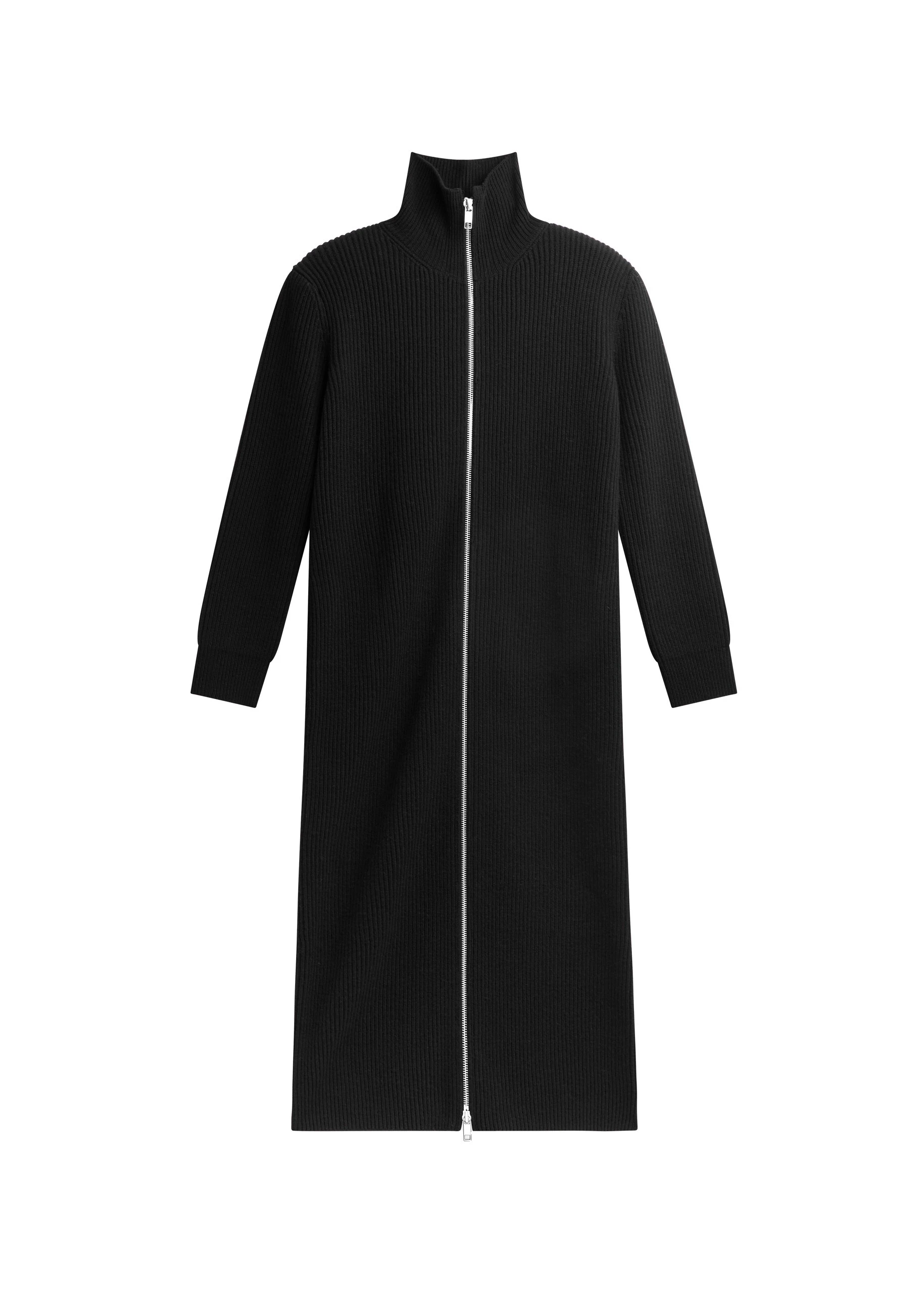 Nolia Knit Long Cardigan Dress in Black by The Frankie Shop – Knitwear The Frankie Shop Nolia Knit Long Cardigan Dress