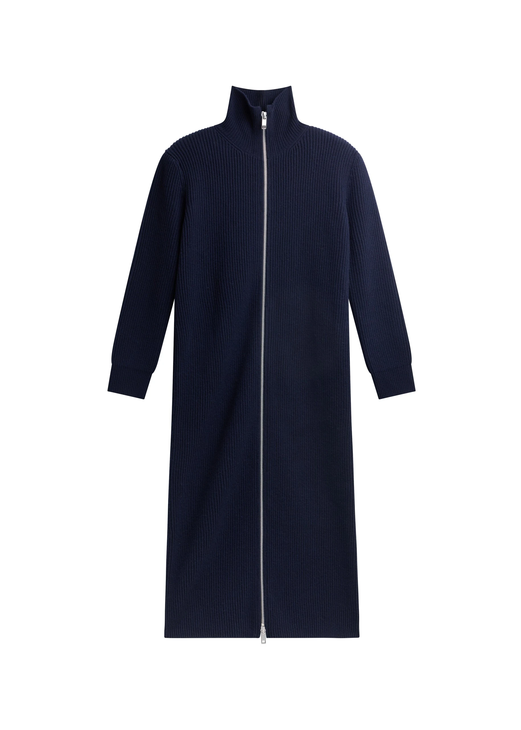 Nolia Knit Long Cardigan Dress in Navy by The Frankie Shop – Knitwear The Frankie Shop Nolia Knit Long Cardigan Dress