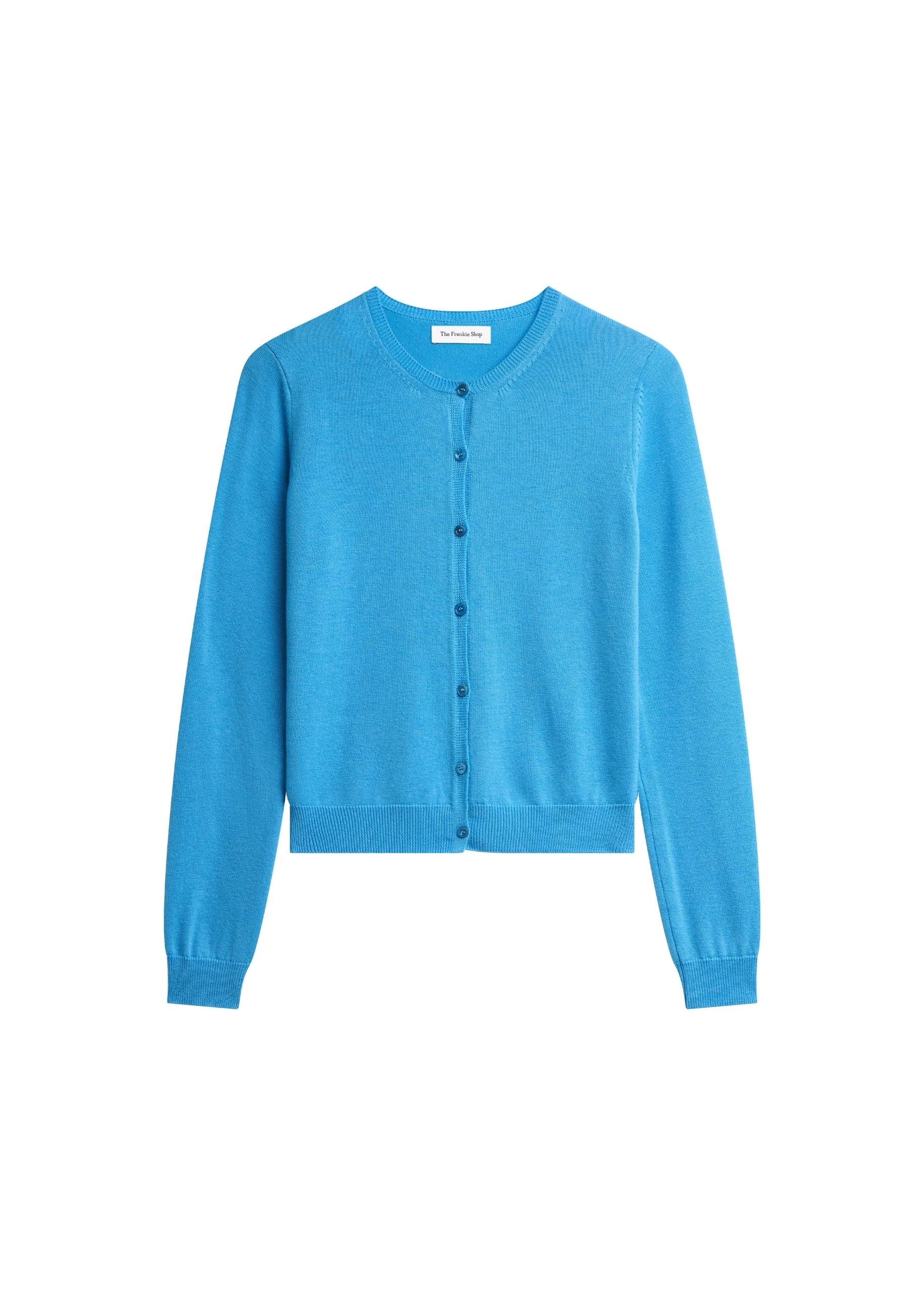 Nomi Thin Knit Cardigan in Blue by The Frankie Shop – Knitwear The Frankie Shop Nomi Thin Knit Cardigan