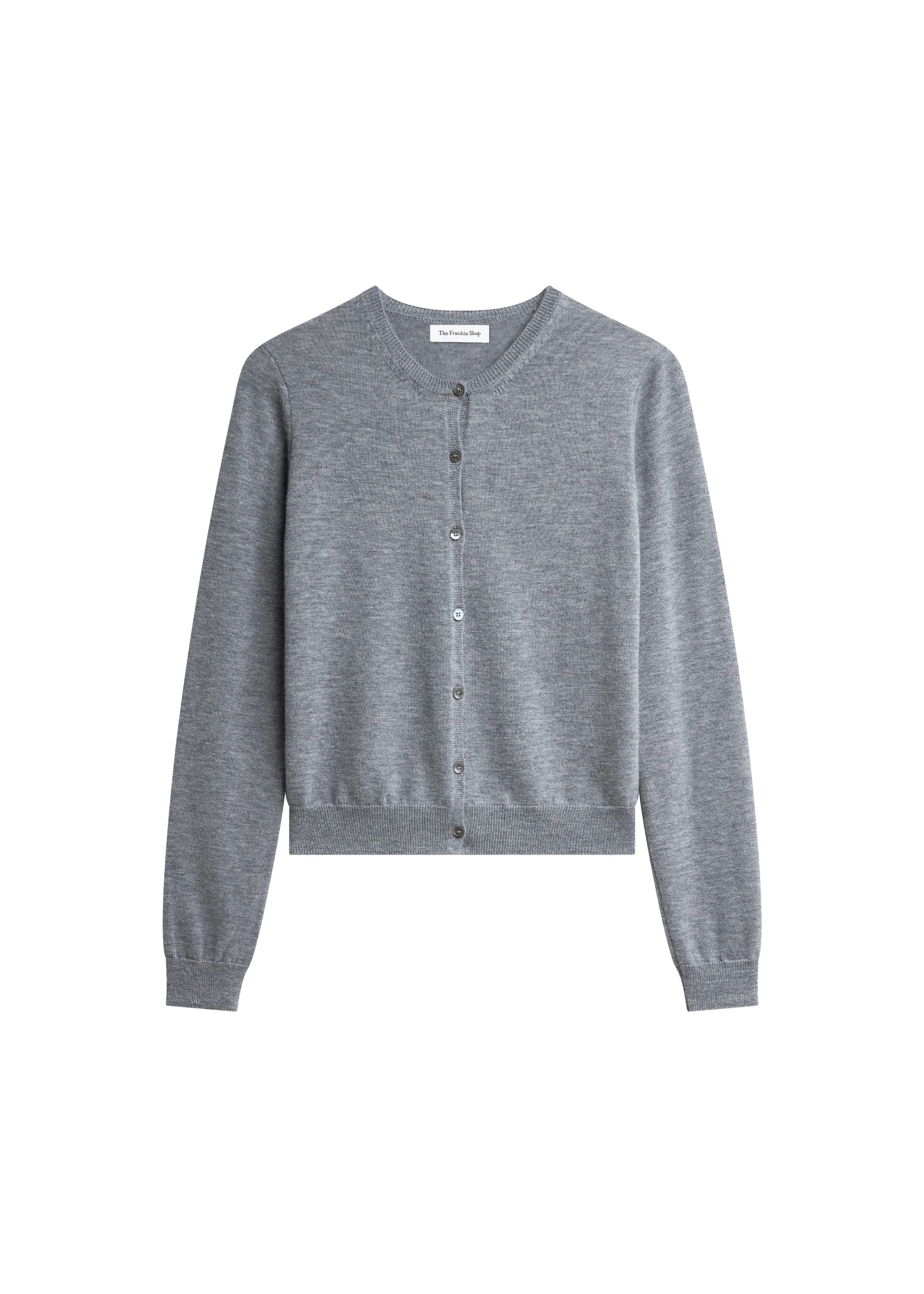 Nomi Thin Knit Cardigan in Grey by The Frankie Shop – Knitwear The Frankie Shop Nomi Thin Knit Cardigan