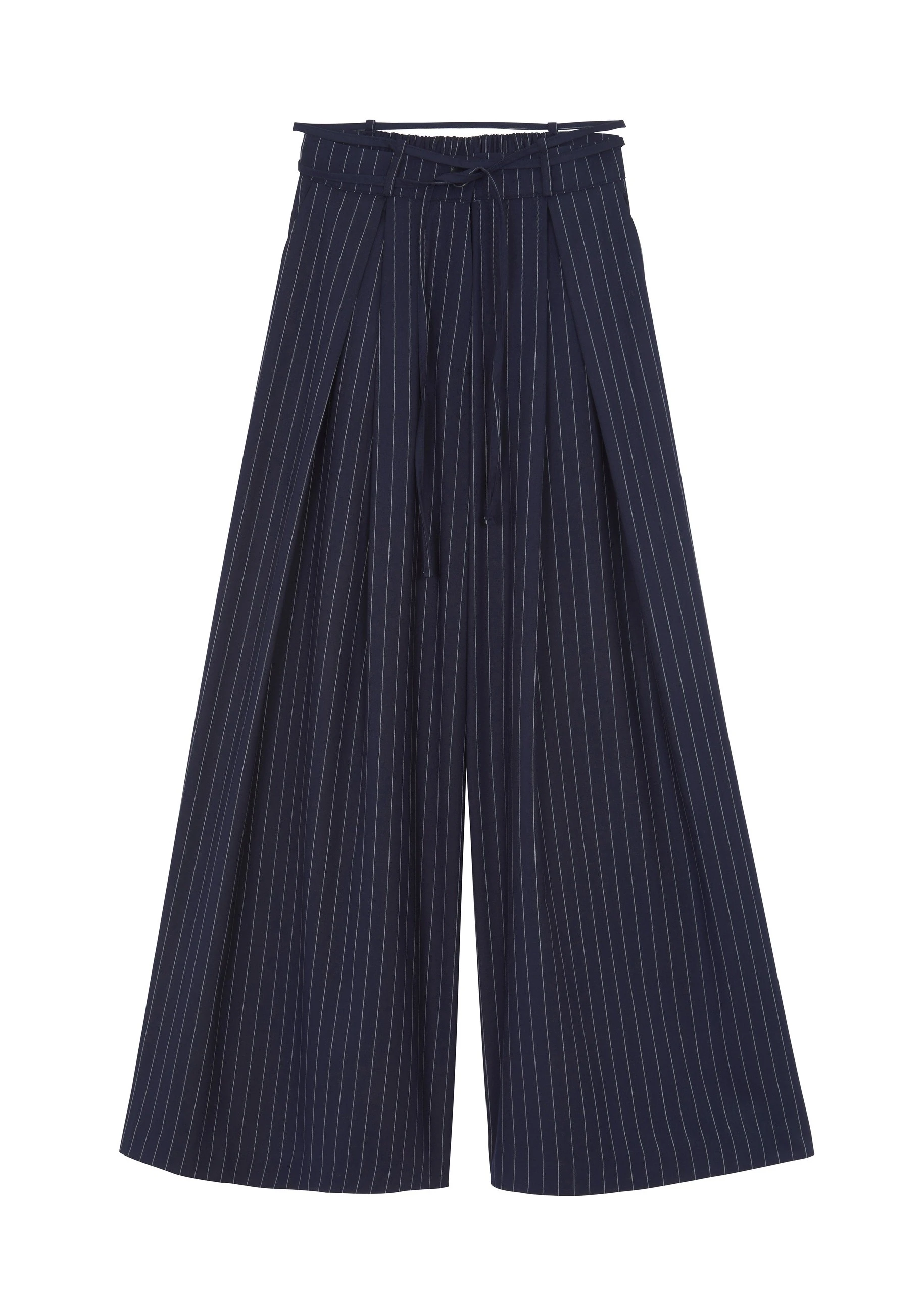 Noor Wide Pants in Navy Pinstripe by The Frankie Shop – Pants The Frankie Shop Noor Wide Pants