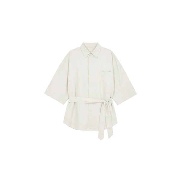 Odesa Belted Shirt in Light Beige