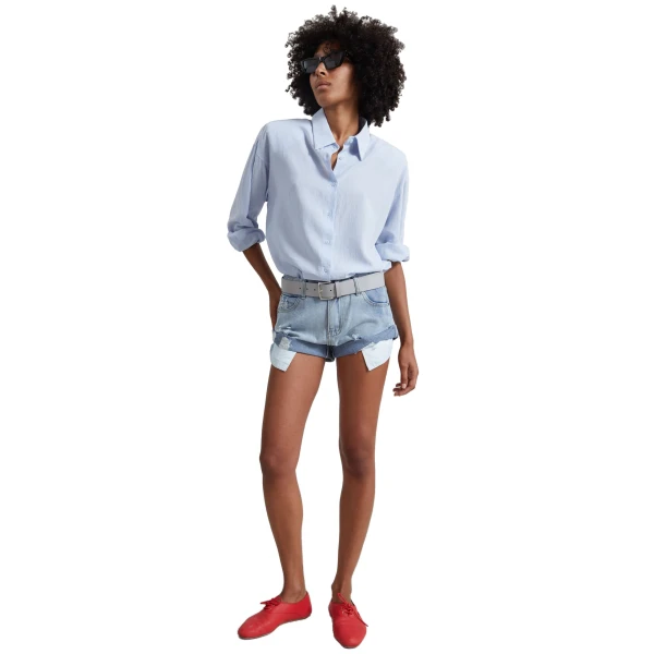 The Frankie Shop Oleron Distressed Denim Mini Shorts