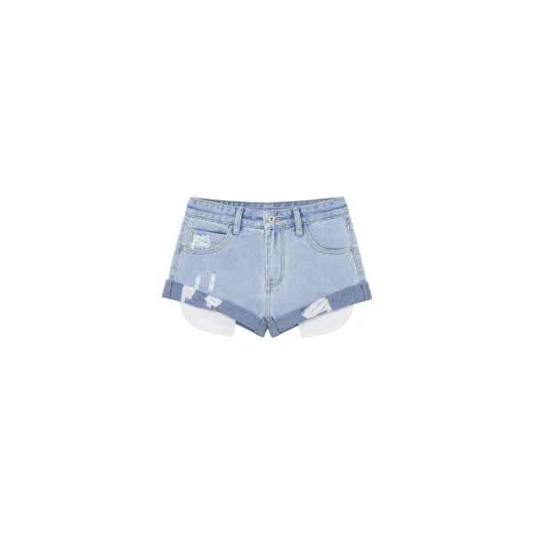 The Frankie Shop Oleron Distressed Denim Mini Shorts