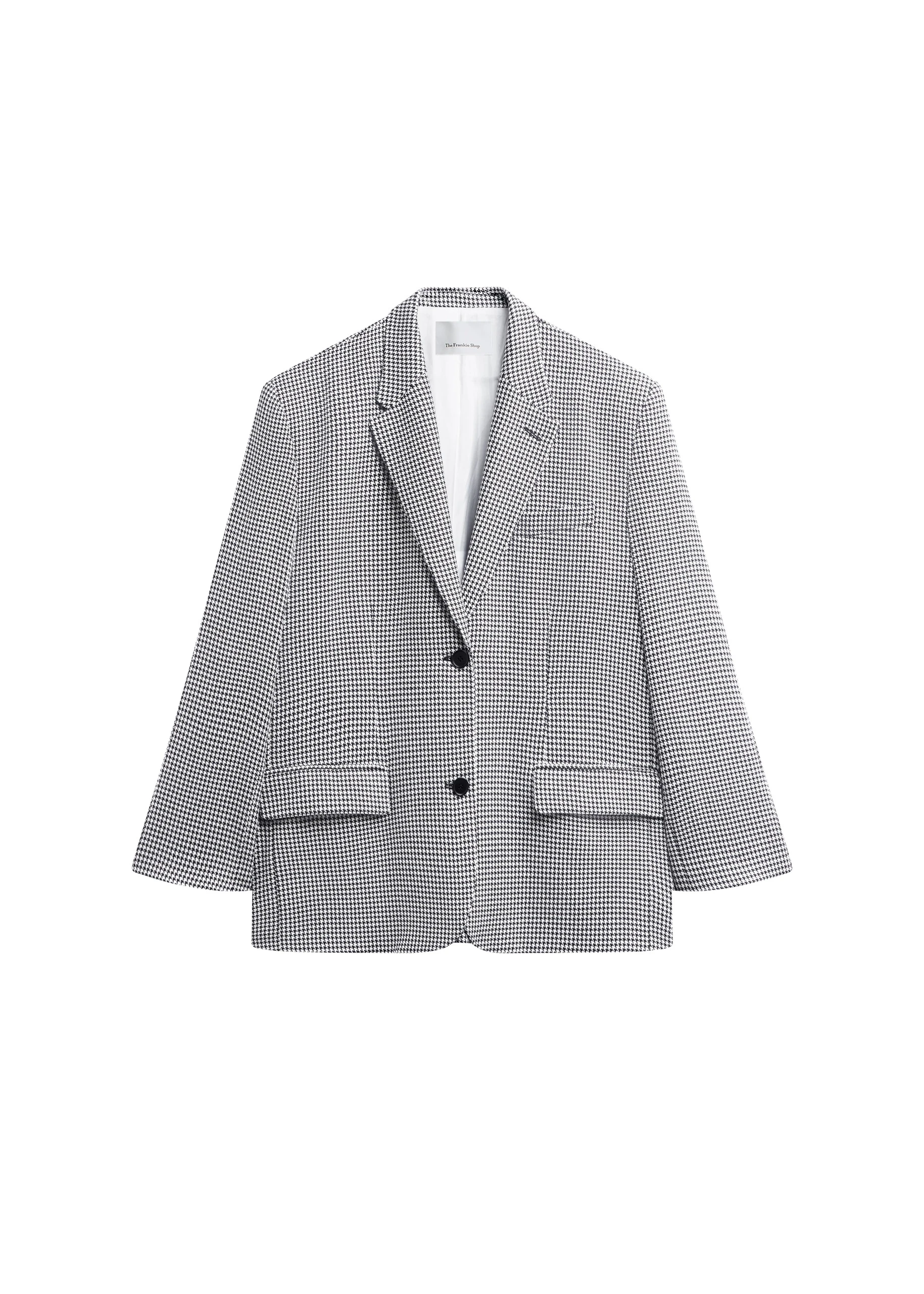 Olivella Oversized Padded Blazer in Black Houndstooth by The Frankie Shop – Jackets The Frankie Shop Olivella Oversized Padded Blazer
