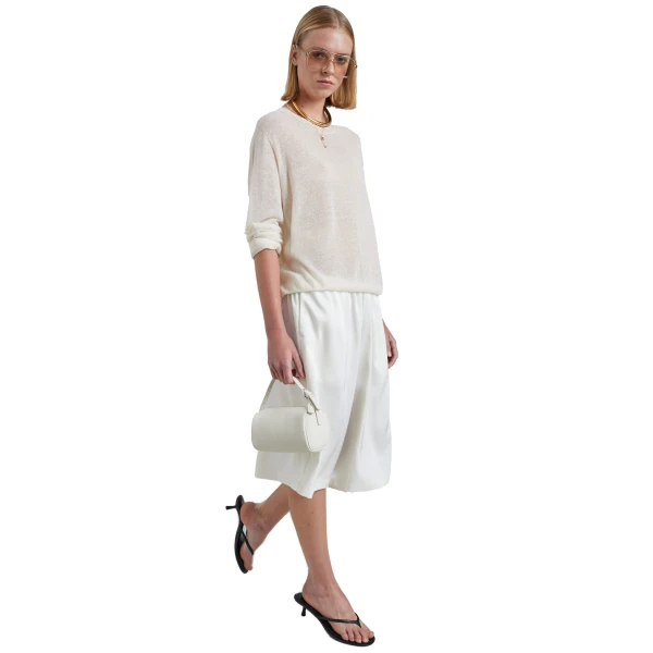 The Frankie Shop Olyne Satin Wide Bermuda Shorts