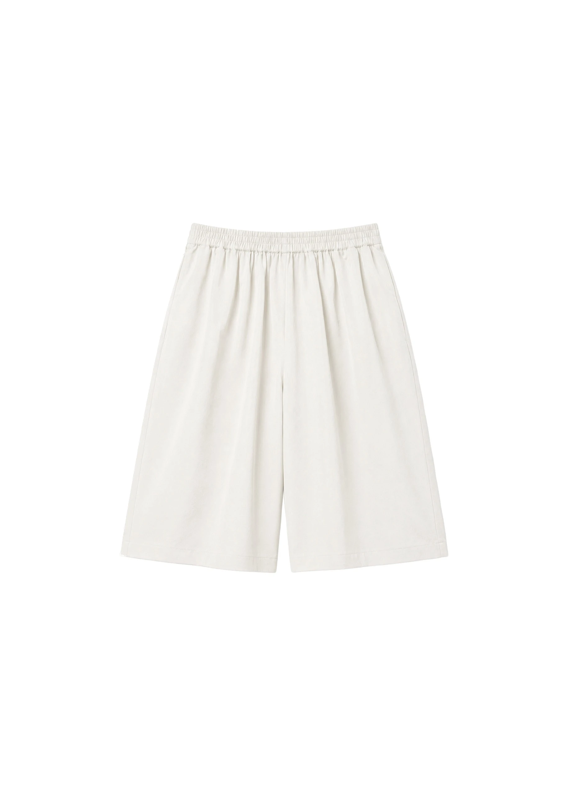 Olyne Satin Wide Bermuda Shorts in Ivory by The Frankie Shop – Shorts The Frankie Shop Olyne Satin Wide Bermuda Shorts