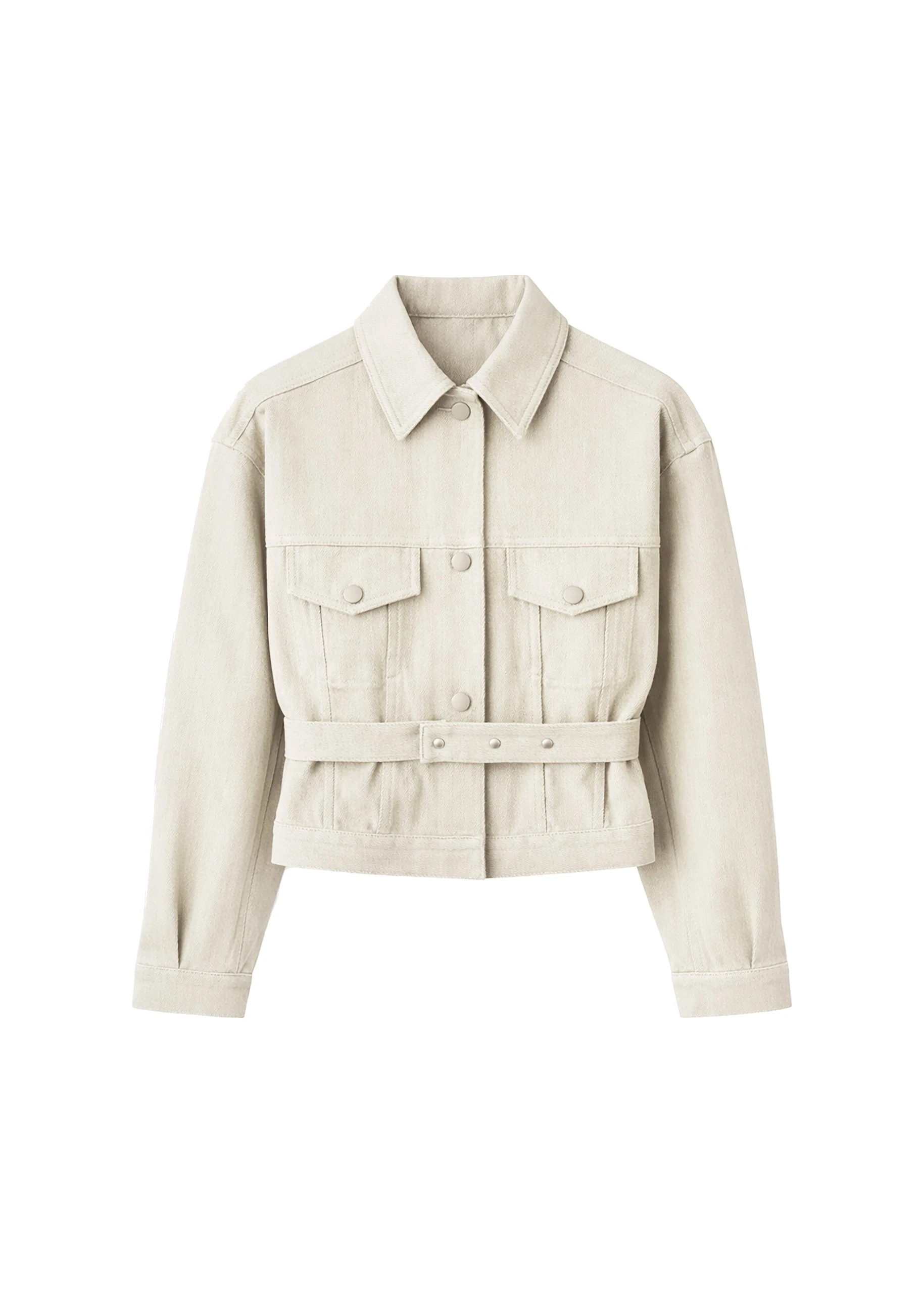 Oslo Cotton Cinched Jacket in Beige by The Frankie Shop – Jackets The Frankie Shop Oslo Cotton Cinched Jacket