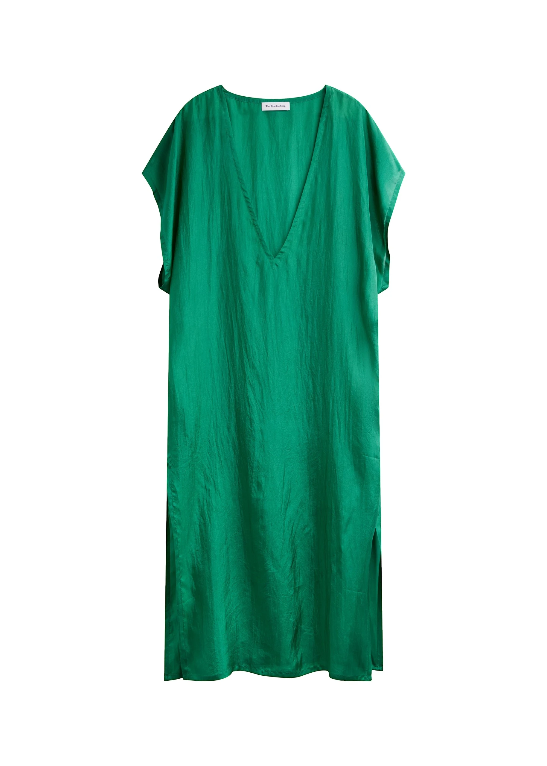 Ostuni Sheer Silk Kaftan Dress in Emerald by The Frankie Shop – Dresses The Frankie Shop Ostuni Sheer Silk Kaftan Dress