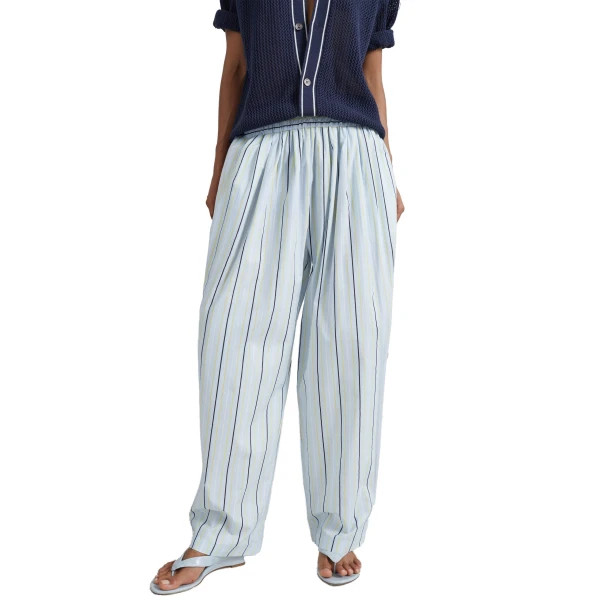 blue multi stripe pants