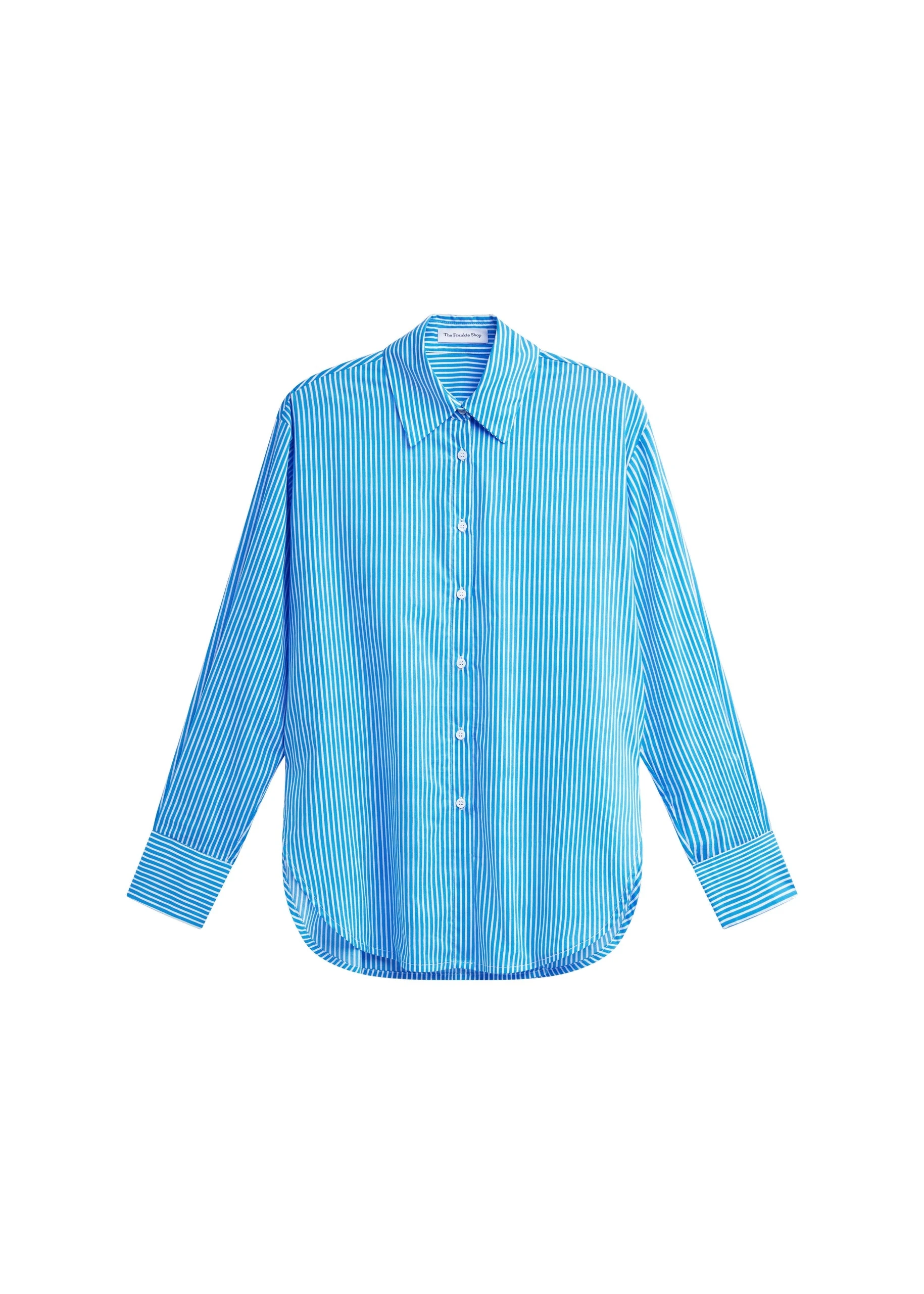 Peri Cotton Shirt in Blue and White Stripe by The Frankie Shop – Tops The Frankie Shop Peri Cotton Shirt