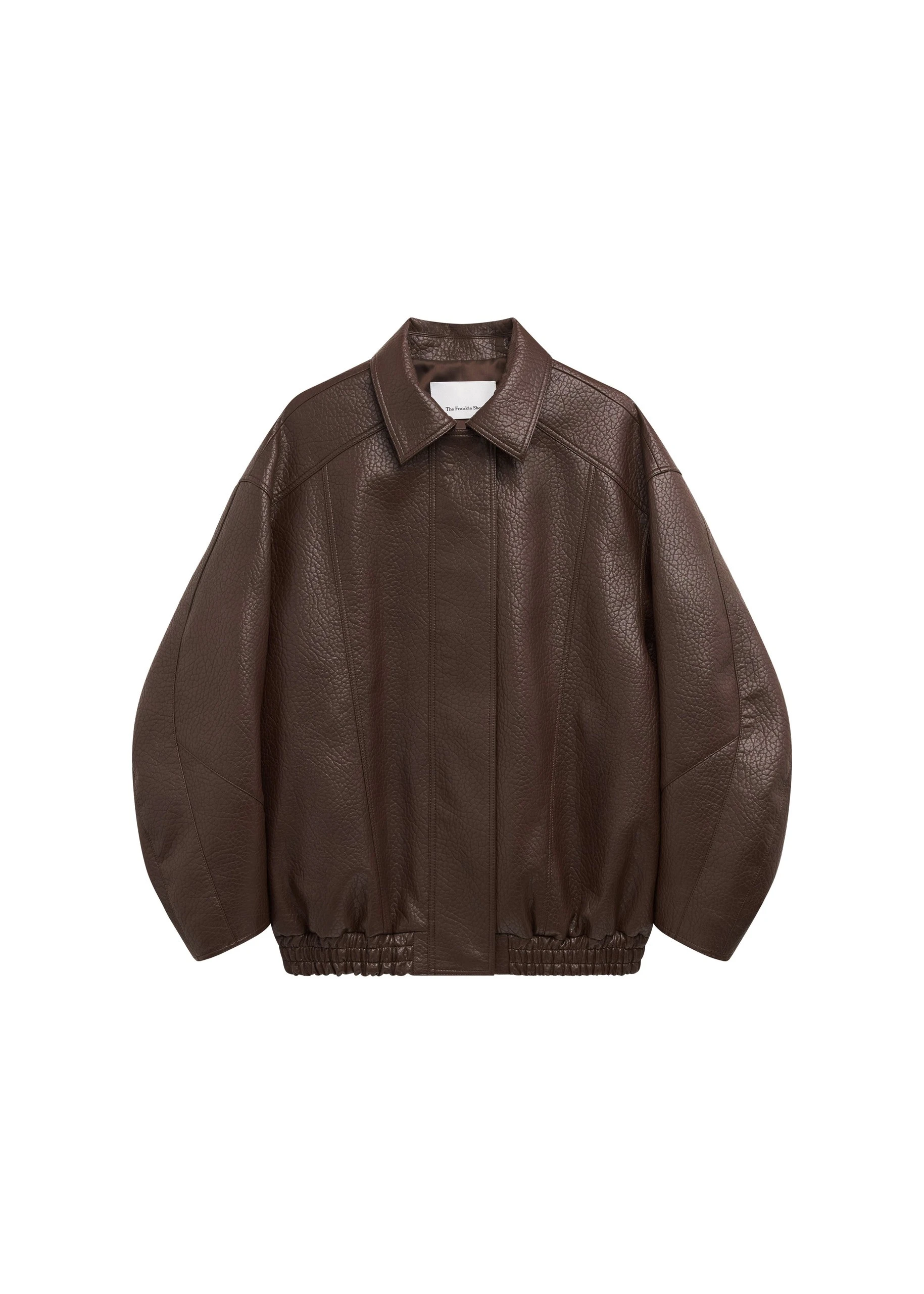 Prescott Grained Faux Leather Jacket in Brown by The Frankie Shop – Jackets The Frankie Shop Prescott Grained Faux Leather Jacket