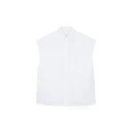 Rae Sleeveless Button Down Shirt in White by The Frankie Shop – Tops The Frankie Shop Rae Sleeveless Button Down Shirt
