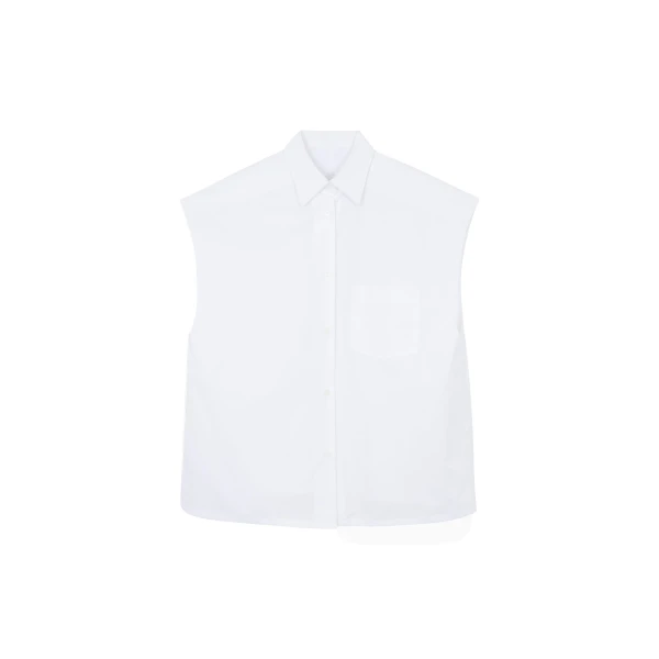 Rae Sleeveless Button Down Shirt in White